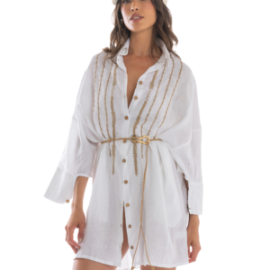 Abito Camicia Ricamato Lino